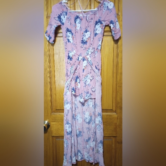 Love Fire Floral Pink Maxi Dress With Shorts, Size S - Picture 2 of 4